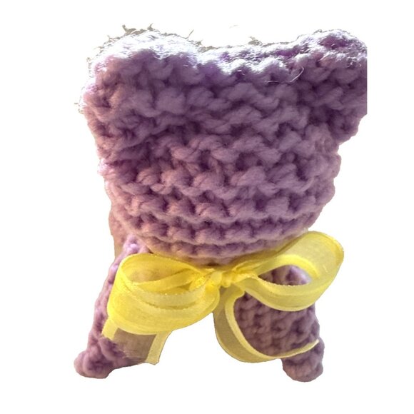 Handmade Purple Pink Crochet Cat Stuffy Plush Squishy Amigurumi Soft 5.5” - Picture 3 of 7